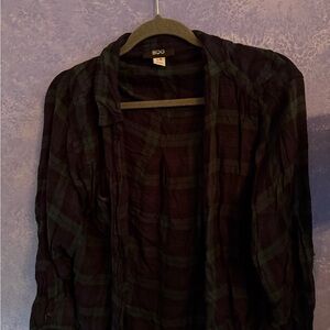 BDG Women’s Black and Green Plaid Shirt